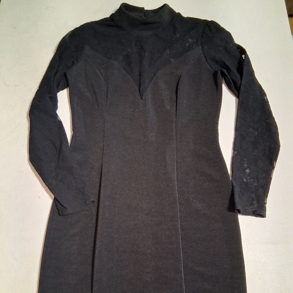Expo Nite Elegant Black Long Sleeve Cocktail Dress Size 10